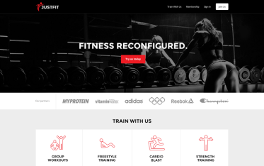 Szablon JustFit — widok strony głównej