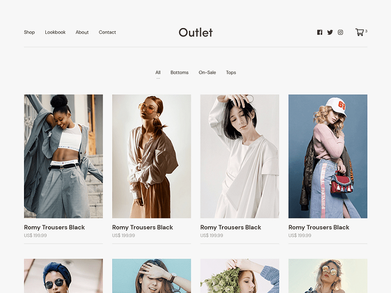Szablon strony Outlet