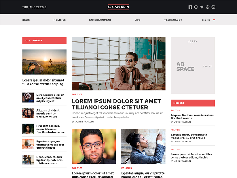 Szablon strony Outspoken