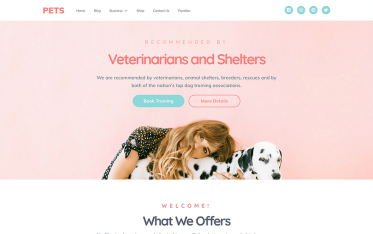 Szablon Pets — widok strony głównej