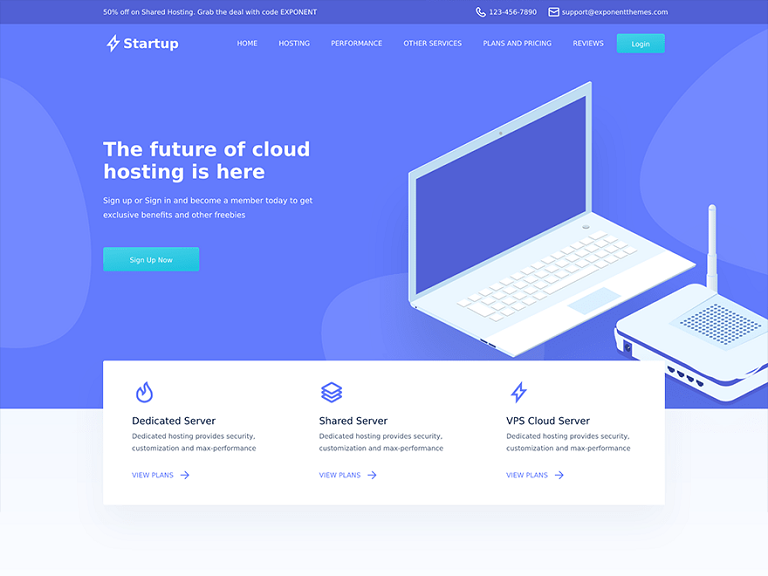 Szablon strony Startup