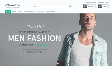 Szablon Ecommerce — widok strony głównej