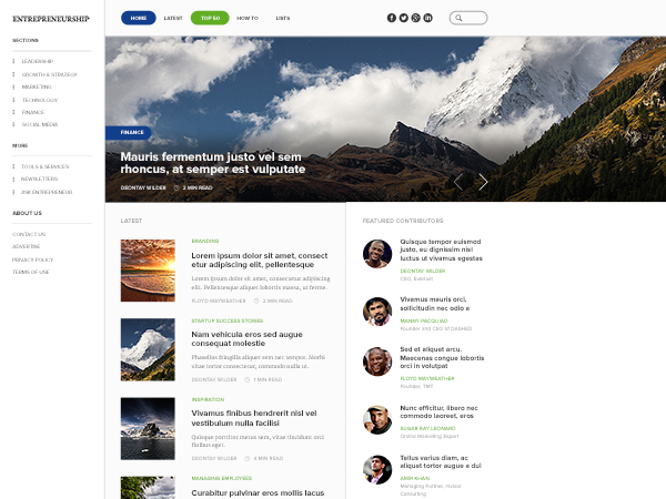 Szablon strony Entrepreneurship