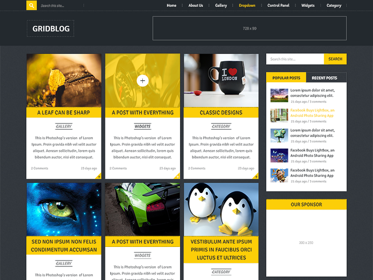 Szablon strony Gridblog