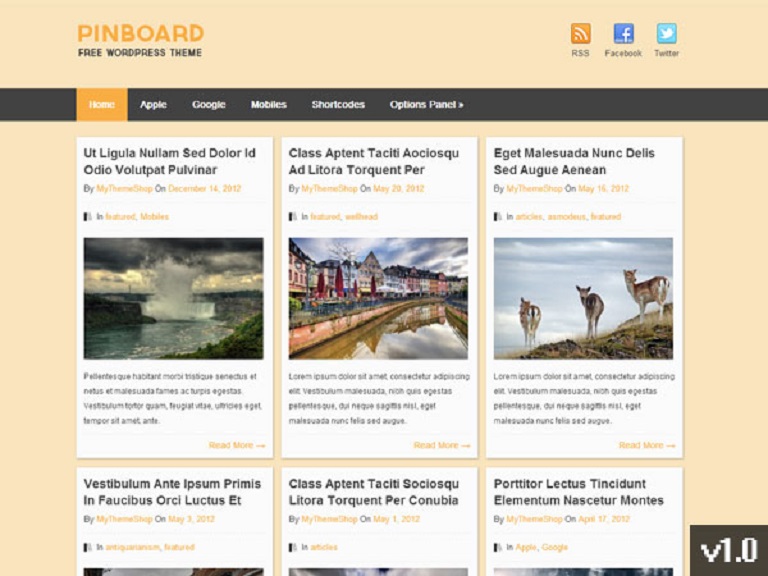 Szablon strony Pinboard