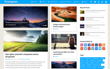 Szablon Pinstagram — widok strony głównej