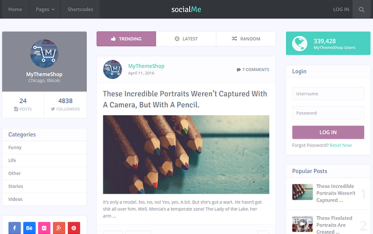 Szablon socialMe — widok strony głównej