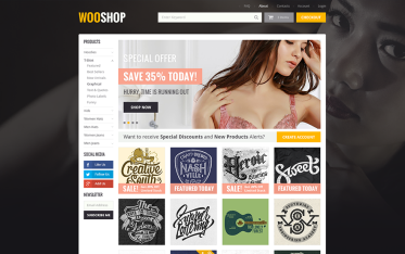 Szablon WooShop — widok strony głównej