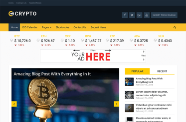 Szablon Crypto — widok strony głównej