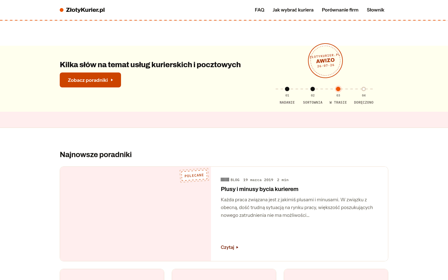 Szablon Awizo — widok strony głównej