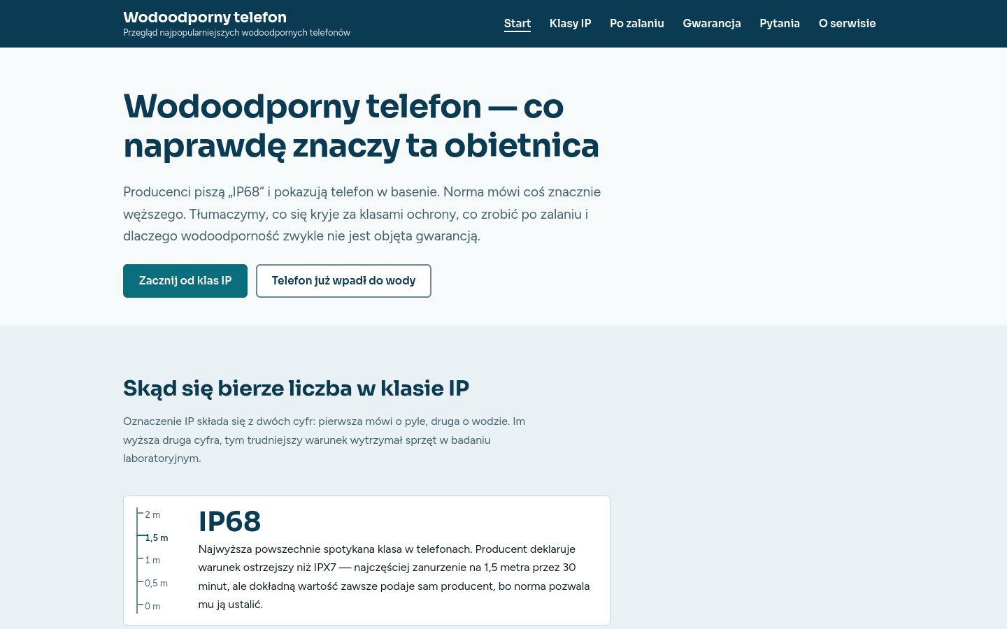 Szablon Głębia — widok strony głównej