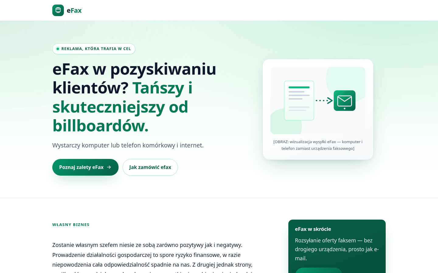 Szablon Szmaragd — widok strony głównej