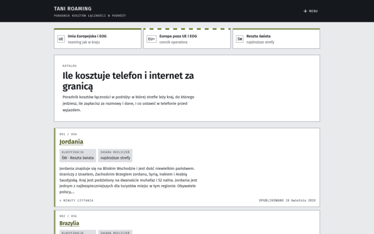 Szablon Strefa — widok strony głównej